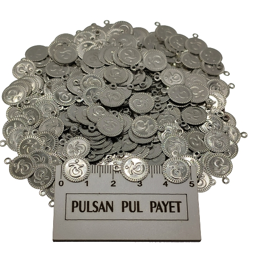 Metal Pirinç Pul Model 222 12x14 mm Nikel