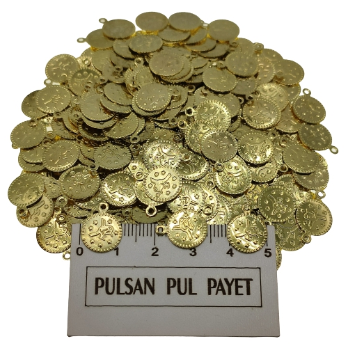 Metal Pirinç Pul Model 226 12x14 mm Altın